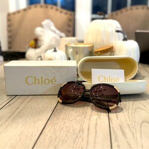 Chloé Sunglasses CL2119 Brown Silver Gradation Lens Eyewear with Case